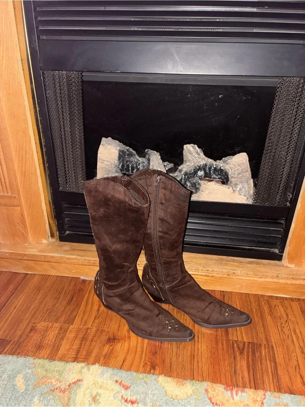 Rouge Helium Deep Plum Suede Western Knee Boots